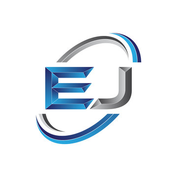 Simple initial letter logo modern swoosh EJ