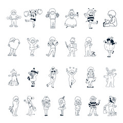 Kids cartoon collection set. Vector Illustration 