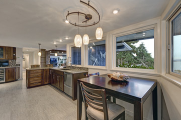 Beautiful modernized epicurean kitchen with breakfast nook
