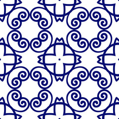 Dark blue luxury background seamless with ornamental pattern on white