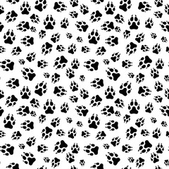Paw print seamless. Traces of Cat Textile Pattern. Cat footprint seamless pattern. Vector seamless