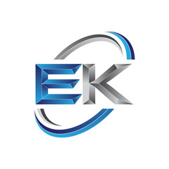Simple initial letter logo modern swoosh EK