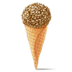 Vector ice cream in waffle cone