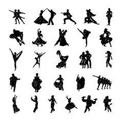 dancer people silhouette collection. Vector Illustration.