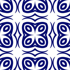 Dark blue luxury background seamless with ornamental pattern on white