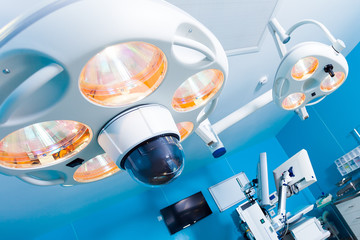 Bright lamps for medical operating room, operating room, modern medical equipment
