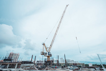 Fototapeta na wymiar Site construction on the buildings with crane