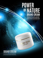 Vector 3D illustration for the promotion of cosmetic moisturizing premium product, matt black jar with the lid closed