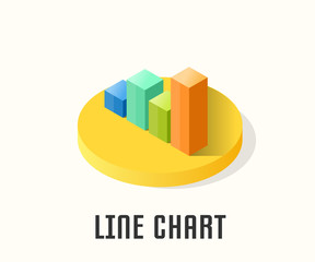 Line Chart icon, vector symbol in isometric style isolated on white background.