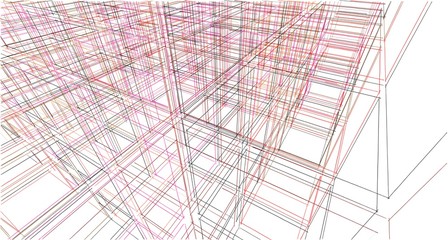 Abstract sketch, Architectural ,Construction ,Wireframe