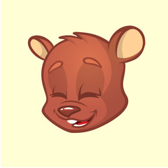 Cartoon  bear head. Vector illustration of brown smiling bear. Bear icon