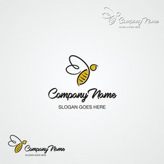 Bee Logo / Illustration of line flying bee