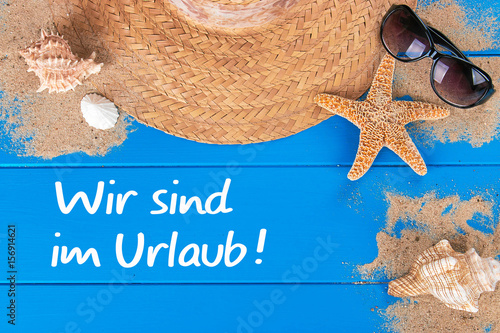 "Wir sind im Urlaub! Grußkarte" Stockfotos und lizenzfreie Bilder auf