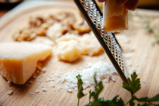 Grated cheese parmesan background.