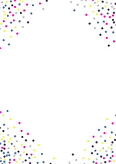 confetti colorful portrait orientation A4 size polka dot square shape card background isolated