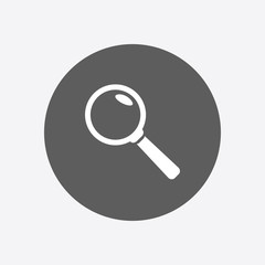 Icon of loupe. Search button. Magnifying glass. Flat design style. 