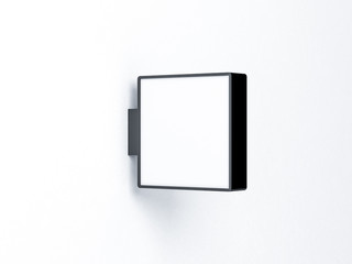 Empty square lightbox Mockup, Store sign mounted on the wall, 3d rendering