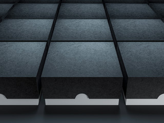 White square Boxes Mockups with black cap for branding or logo design, 3d rendering