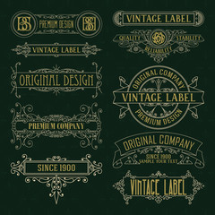 Old vintage floral elements - ribbons, monograms, stripes, lines, angles,border, frame,label, logo - vectors