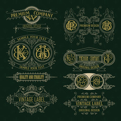Old vintage floral elements - ribbons, monograms, stripes, lines, angles,border, frame,label, logo - vectors