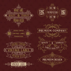 Old vintage floral elements - ribbons, monograms, stripes, lines, angles,border, frame,label, logo - vectors