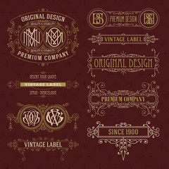 Old vintage floral elements - ribbons, monograms, stripes, lines, angles,border, frame,label, logo - vectors