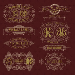 Old vintage floral elements - ribbons, monograms, stripes, lines, angles,border, frame,label, logo - vectors