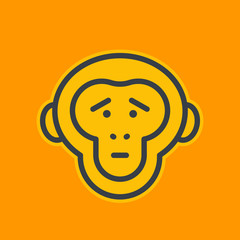 ape, sad chimp linear icon