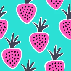 Rucksack Hand drawn seamless pattern with strawberries. © xuliadore
