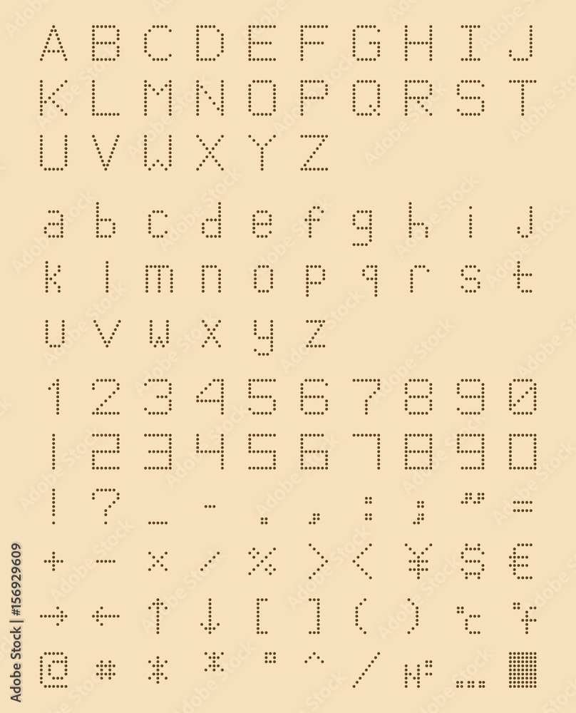 Poster perforated font in retro style, dotted machine type