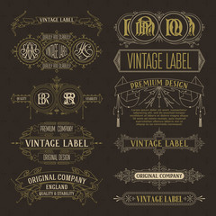 Old vintage floral elements - ribbons, monograms, stripes, lines, angles,border, frame,label, logo - vectors