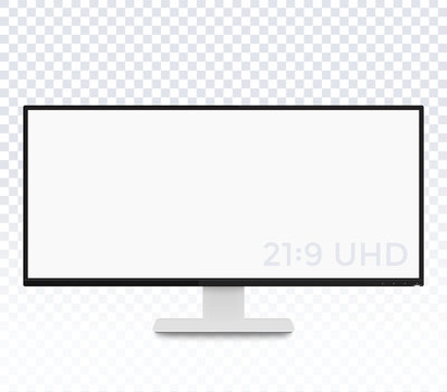 monitor vector mockup, realistic display with ultra wide screen