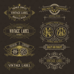 Old vintage floral elements - ribbons, monograms, stripes, lines, angles,border, frame,label, logo - vectors