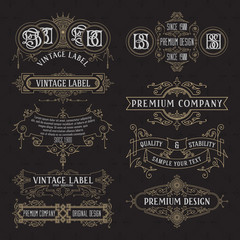 Old vintage floral elements - ribbons, monograms, stripes, lines, angles,border, frame,label, logo - vectors