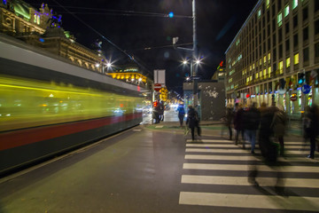 night traffic in the city, city lights