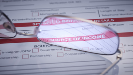 Tax Form Income Field Highlighted Through Eyeglasses Concept 3d Illustration