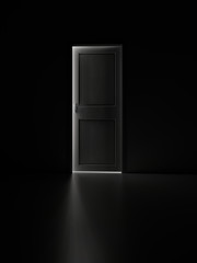 Open Door and Light Behind It. Opportunity Concept 3d Illustration