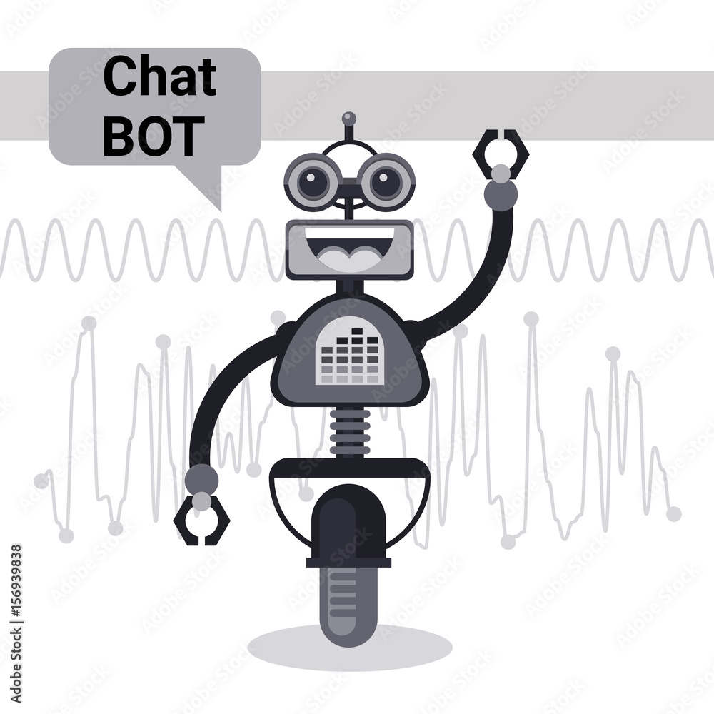 Poster free chat bot, robot virtual assistance element of website or mobile applications, artificial intell