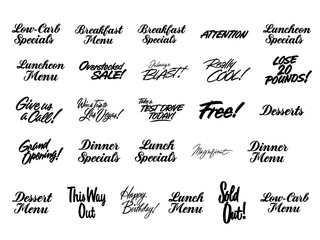 various advertising sign promotion paint brush typography collection