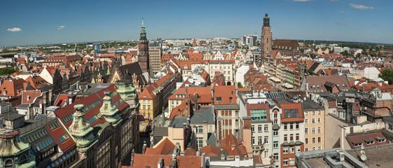 Naklejka na ściany i meble Wrocław - panorama centrum miasta