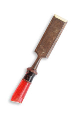 old rusty chisel isolated on white background