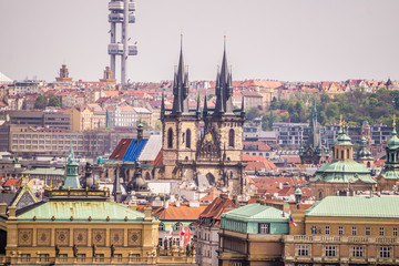Fototapeta na wymiar Picturesque ancient Prague. City panorama of the capital of the Czech Republic