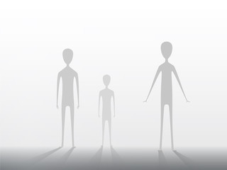 Arrival of aliens on Earth. Extraterrestrials on a light background. Vector EPS 10