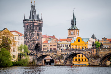 Obraz premium Ancient landmark of Prague. The famous ancient Charles Bridge