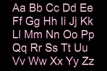 Fototapeta na wymiar Neon alphabet all letters
