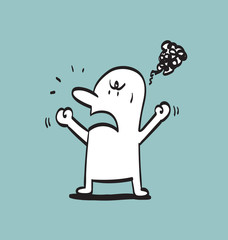 Simple angry Man, Doodle vector illustration.