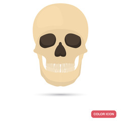 Human skull color flat icon for web and mobile design