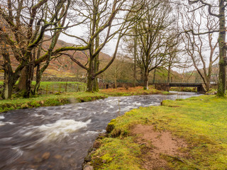 The river Esk after heavy rain, Eskdale, Cumbria, UK