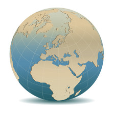 Retro Style Europe Global World, Elements of this image furnished by NASA