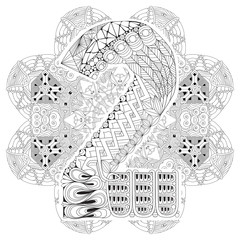 Mandala with numero two for coloring. Vector decorative zentangle
